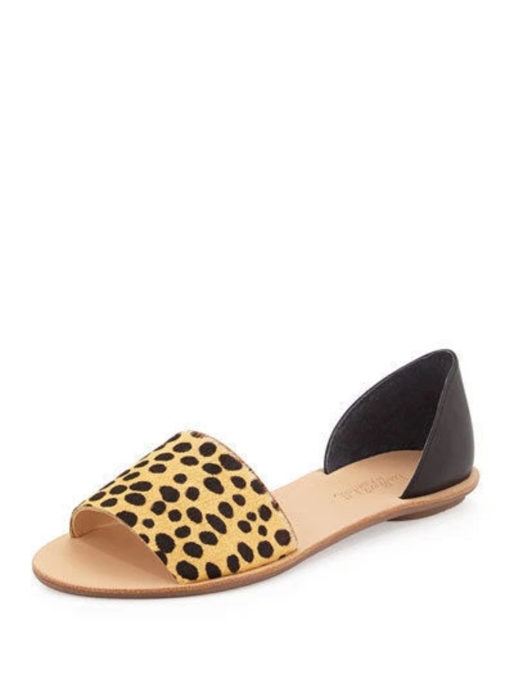 Loeffler Randall Sawyer Leopard Print Calf Hair Flat Sandals, Sz 8.5